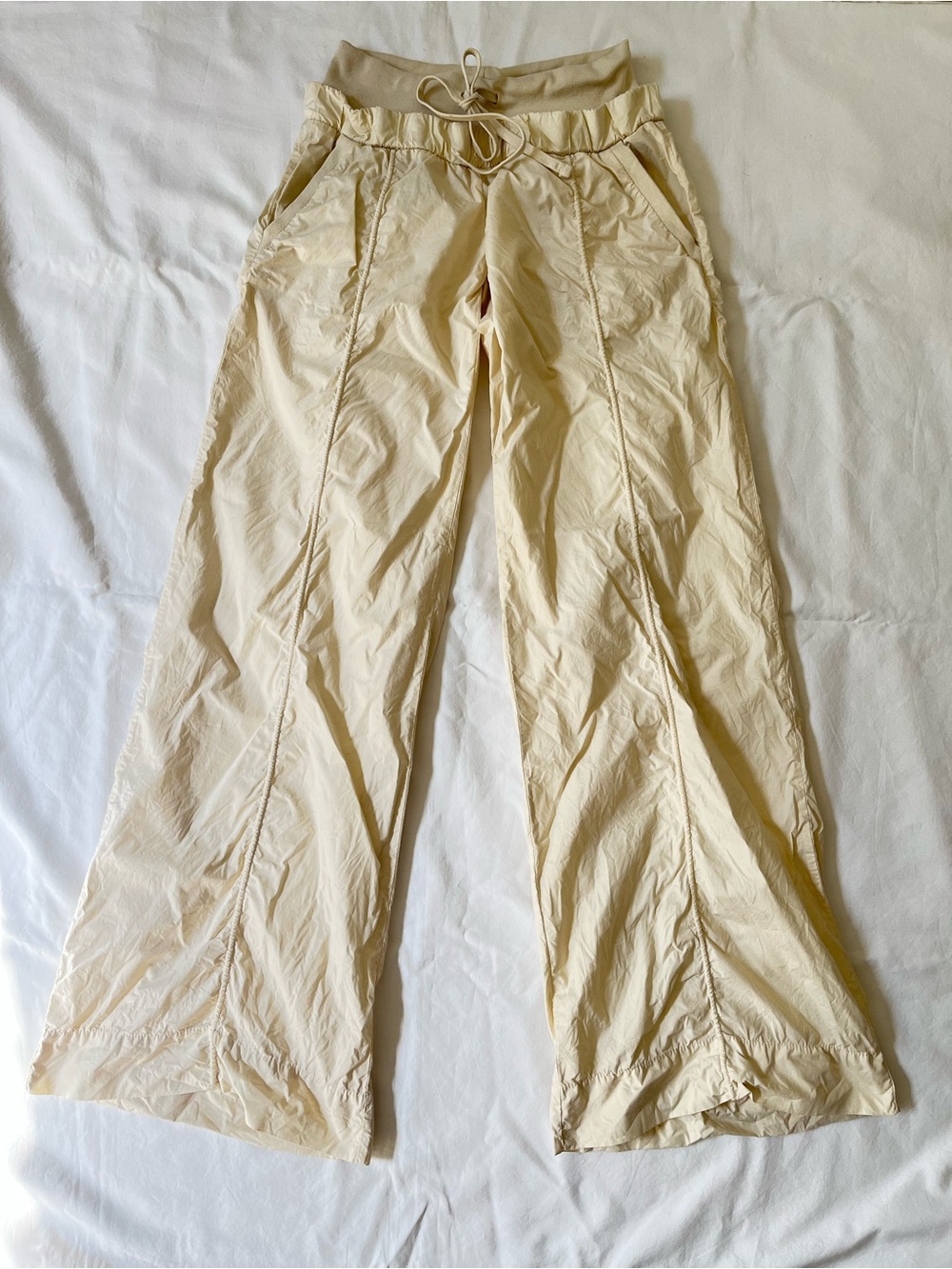 Nolita DeNimes Wide-Leg Drawstring Pants in Light Cream